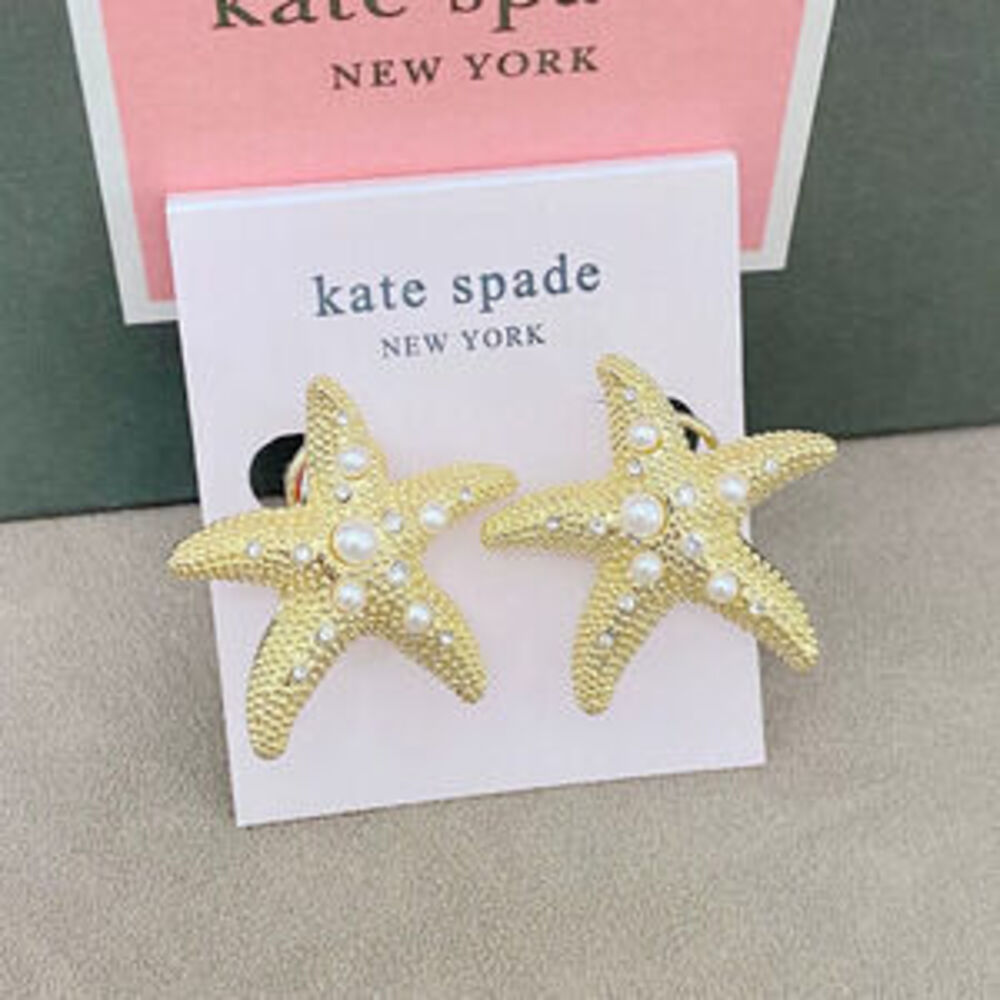 kate spade Ocean Series Gold Starfish Pearl Earrings